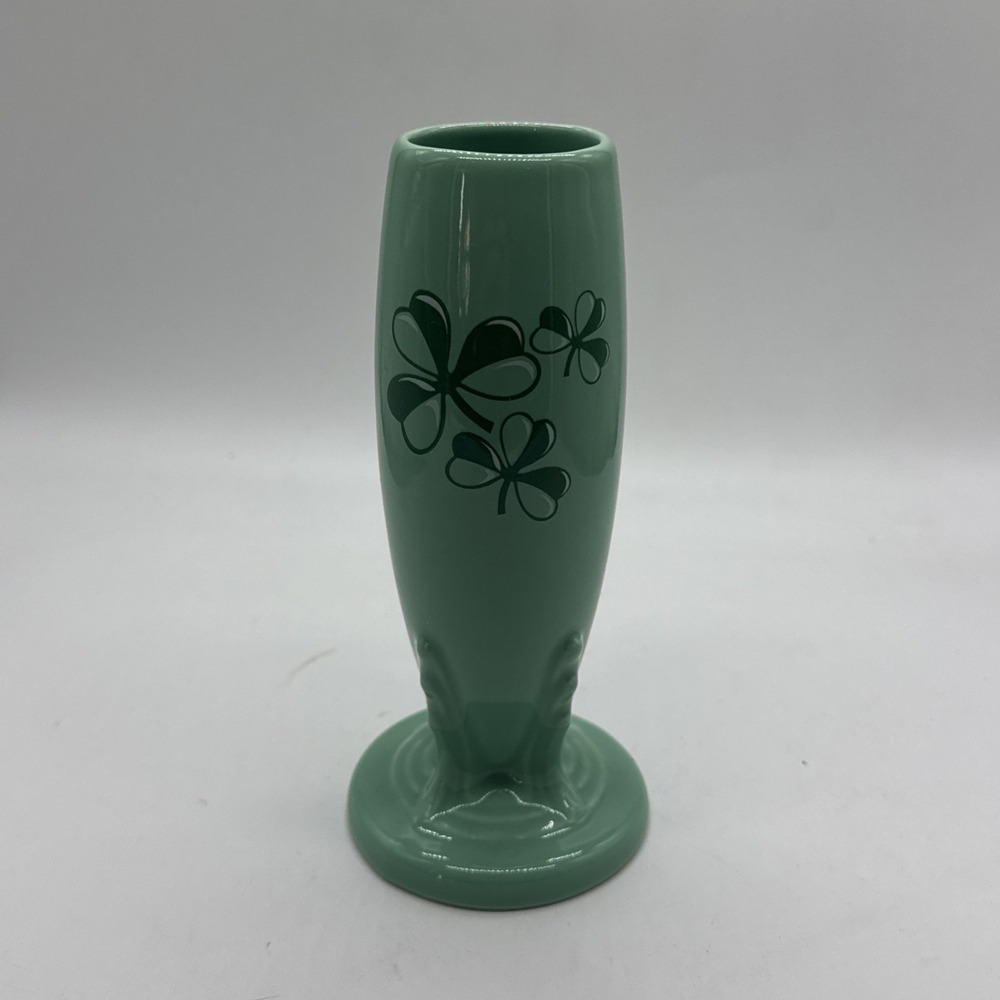 Fiesta Seamist Green Clover Bud Vase Homer Laughlin Ceramic Flower Holder
